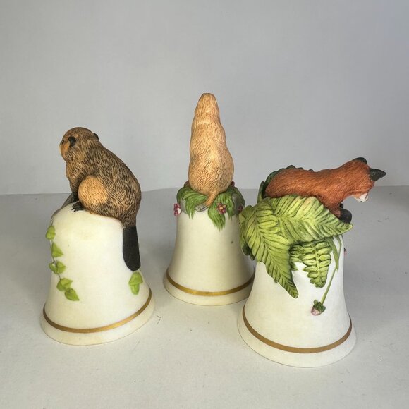 Lot Three Franklin Porcelain Woodland Animal Bells by Peter Barrett - Picture 3 of 6